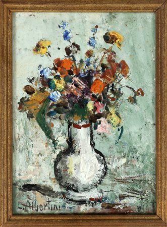 ALBERTINI LUCIANO (1910 - 1985) Fiori. Olio su cartone pressato. Cm 14,00 x...
