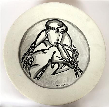 BRINDISI REMO (1918 - 1996) Pastorale. Tecnica mista su ceramica. Cm 50,00 x...