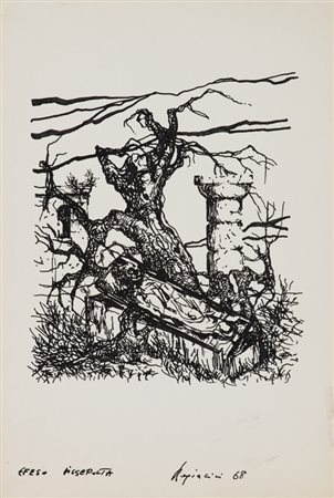 LUIGI REGIANINI (1930-2013)Efeso dissepolta, 1968China su cartacm 30x20Firma,...