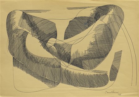 MARIO MOLTENI (1935)Senza Titolo, 1976Tecnica mista su cartacm 35x49Firma al...