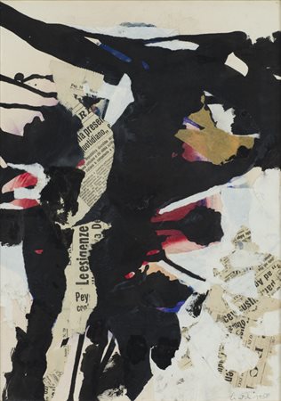 CLAUDIO CINTOLI (1935-1978)Impronta, 1958Pittura e collage su cartacm...