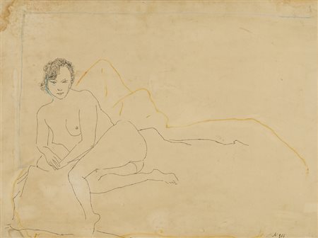 UGO ATTARDI (1923-2006)Senza Titolo, 1966Tecnica mista su carta intelatacm...