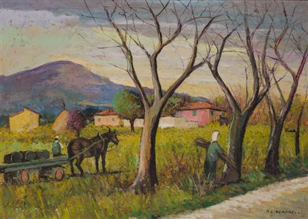 NELLO GIOVANNELLI (1922-996)Senza TitoloOlio su masonitecm 50x70Firma al...