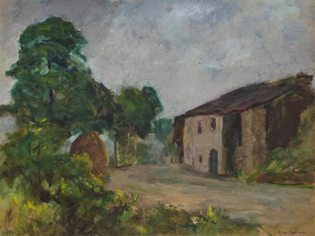 GIUSEPPE CERRINA (1882-1959)Casa contadinaOlio su cartonecm 50x65Firma al...