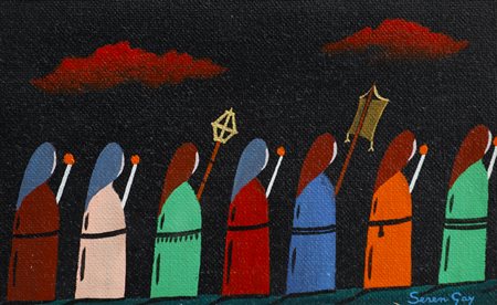 DOMENICO SEREN GAY (1931-2003)Processione, 1986Olio su telacm 40x25Firma al...