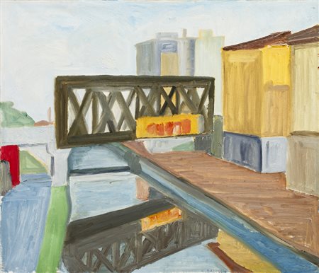 ANTONIO BASEGGIOPonte ferrovia, 1997Olio su telacm 60x70Firma al fronteTitolo...