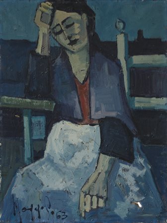 GIAMPIETRO MAGGI (1934)Maternità, 1963Olio su telacm 80x60Firma e datazione...