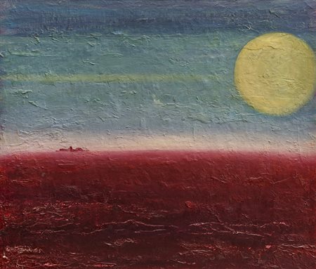 ANONIMOPaesaggio lunare, 1965Olio su telacm 60x70Firma indecifrata e...