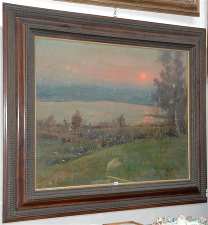 Umberto Montini (Milano 1897 - Busto Arsizio 1978) "Veduta lacustre al...