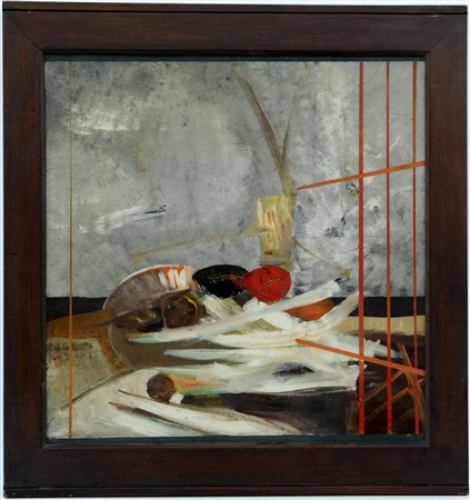 D'Anna "Natura morta con frutta" dipinto su vetro (cm 62x62) firmato e datato...