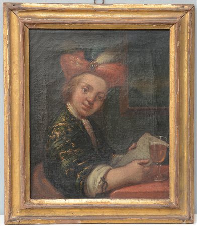 Ambito di Antonio Amorosi, secolo XVII "Ritratto di giovane con cappello...