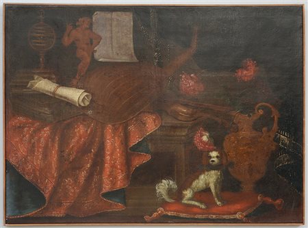Ambito di Francesco Fieravino "Natura morta con strumenti musicali, spartiti...
