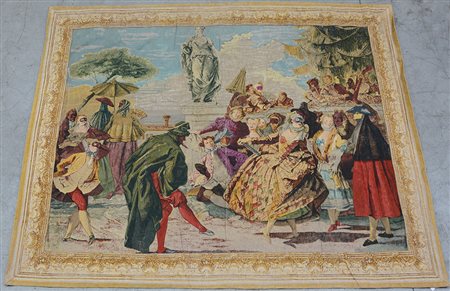 Arazzo in tessuto stampato raffigurante Maschere al Carnevale di Venezia, da...