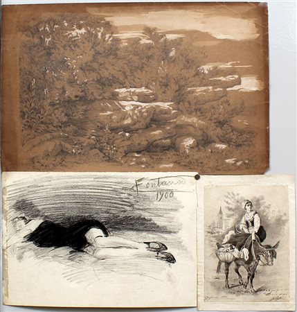 Lotto composto da tre disegni del secolo XIX di autori diversi