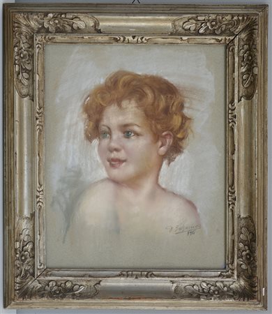 D. Balsamo "Ritratto di fanciulla" pastelli e gessetti colorati su carta (cm...