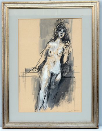 Vanni Saltarelli (Fino Mornasco 1945) "Nudo" tecnica mista su carta (cm...