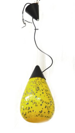 Barovier & Toso Lampadario in vetro incamiciato giallo a macchie blu con...