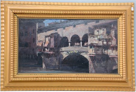 Guido Somelli (Firenze 1881 - 1940) "Firenze, il Ponte Vecchio" olio su...