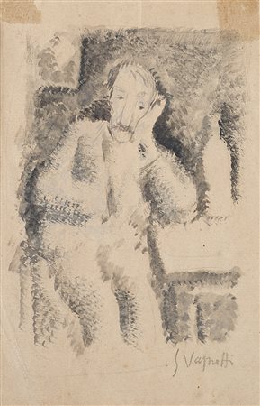 Gianni Vagnetti (Firenze 1897 - 1956) "Figura in un interno" tecnica mista su...