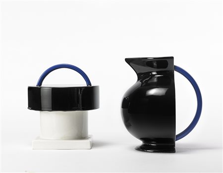 Marco Zanini (1954) Una biscottiera in ceramica smaltata e colorata "Grace",...