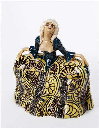 Davide Fabbri (Faenza 1891 - Napoli 1960) (Attribuito) Scatola in terracotta...