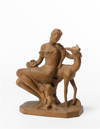 Mario Bandini (1908 - 1979) "Diana con cerbiatto" Scultura in terracotta....