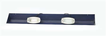 Lampada da parete in lamiera stampata verniciata blu con due fari alogeni....