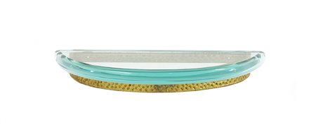 Colli (Attribuito) Mensola in cristallo molato e metallo dorato. Italia,...