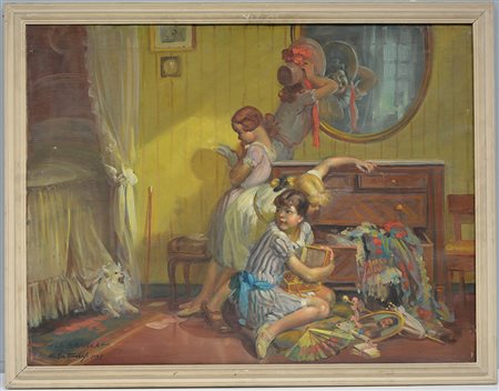 Mattia Traverso (Genova 1885 - 1956) "La bisavola" 1938, olio su tela (cm...