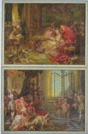 Mattia Traverso (Genova 1885 - 1956) (Attribuito) "Scene di festa con...