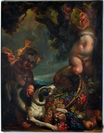 Mattia Traverso (Genova 1885 - 1956) "Allegoria dell'estate" olio su tela (cm...