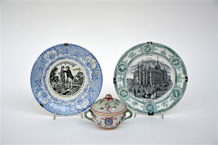 Manifatture diverse. Lotto composto da una scatola in maiolica marcata...