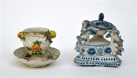 Manifattura del secolo XVII / XVIII. Lotto composto da un vasetto decorato in...