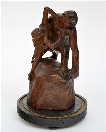 Giulio Angelo Liberali (attr.) Scultura in legno raffigurante donna rapita da...