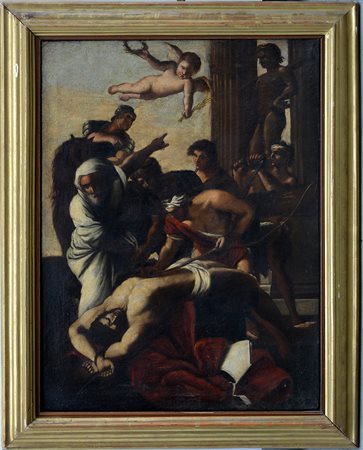 Ignoto del secolo XVII, da Poussin "Martirio di Sant'Erasmo" olio su tela (cm...