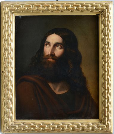 Scuola della fine del secolo XVIII-inizi XIX "Volto di profeta" olio su tela...