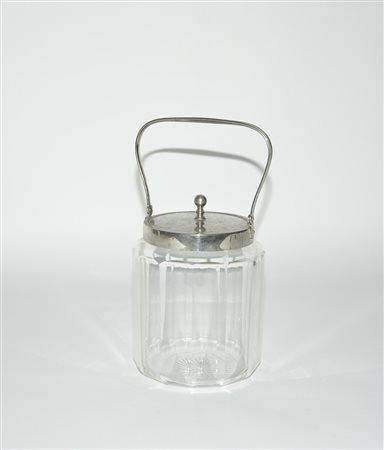 Seccchiello portaghiaccio in cristallo sfaccettato con coperchio e presa in...