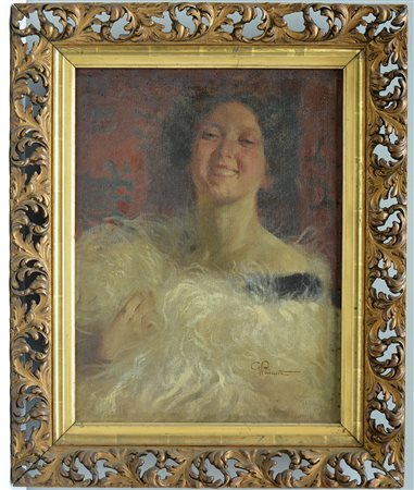 Giuseppe Palanti (Milano 1881 - 1946) "Ritratto di donna" olio su tela (cm...