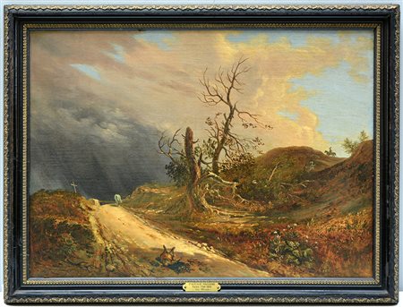 Scuola del Secolo XIX copia da Massimo d'Azeglio "Una vendetta" olio su tela...