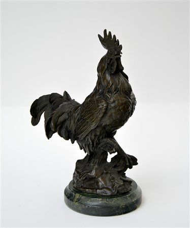 Masier "Gallo" scultura in bronzo (h. cm 29) Poggiante su base in marmo....