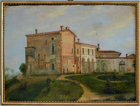 Alessandro Trecchi "Attuale facciata del palazzo di Malco" 1857, olio su...