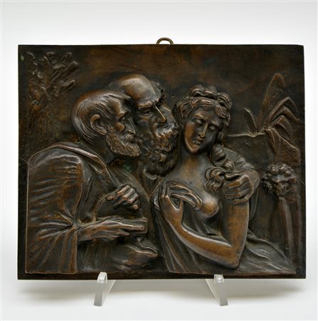 Ignoto "Susanna e i vecchioni" altorilievo in bronzo (cm 15x18)