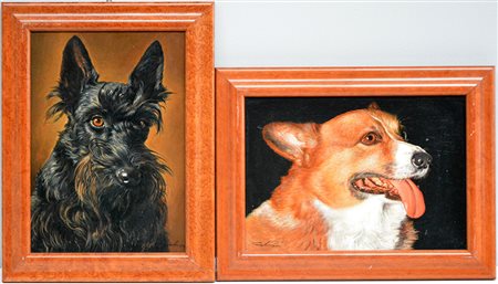 Firma indecifrata. Lotto composto da due dipinti di misure diverse...