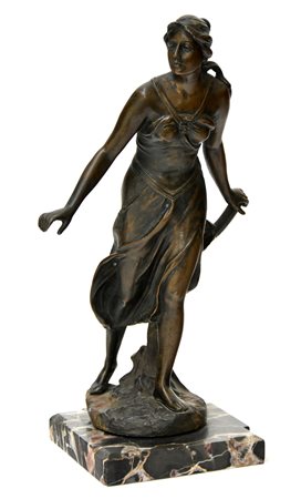 Ignoto "Diana" scultura in bronzo. Fine secolo XIX (h. cm 31) poggiante su...