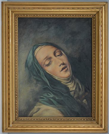 Ignoto, "Santa Rita" olio su tela (cm 42x31) in cornice (difetti)