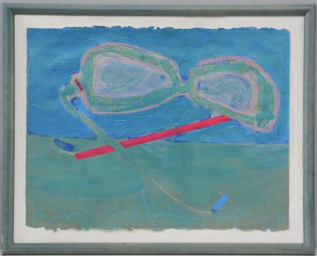 Firma indecifrata, "Occhiali" tecnica mista su cartoncino (cm 59x76 circa)...