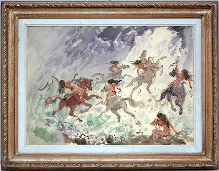 Giulio Falzoni (Marmirolo (MN) 1900 - Milano 1978) "Amazzoni al mare"...