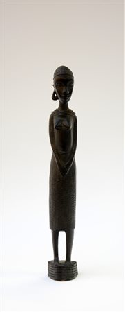 Scultura in legno africano raffigurante una figura femminile (h cm 36)