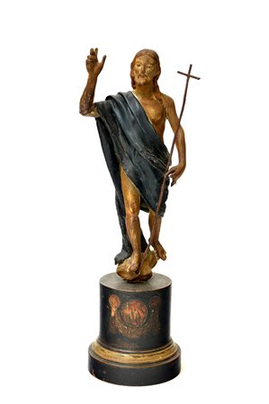 Arte della fine del secolo XVIII "Cristo benedicente" scultura in cartapesta...