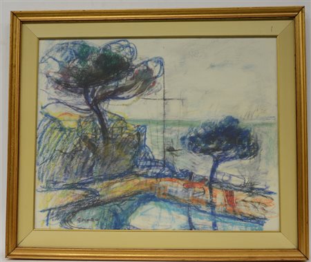 Gino Moro (1901 - 1977) “Senza titolo” tecnica mista su cartoncino(cm 47x59)...